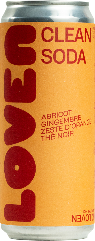 Loven Clean Soda - Abricot / Gingembre / Thé noir / Zeste d'orange
